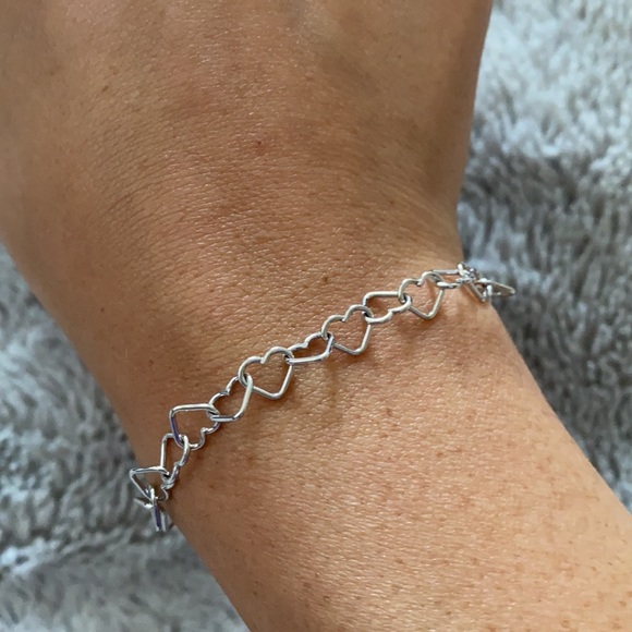 Silver Heart Anklet and matching heart bracelet - Picture 3 of 3